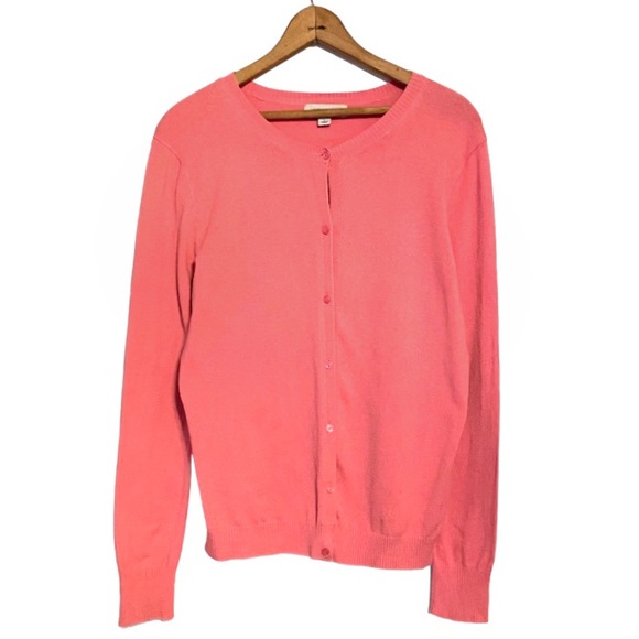 Merona Pink Button Front Cardigan Sweater Long Sleeve Barbie Bubblegum Pink L - Picture 5 of 15